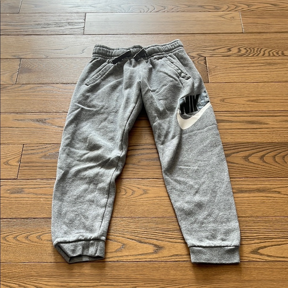 Nike Gray Sweatpants with Elastic Waistband and Tapered Legs